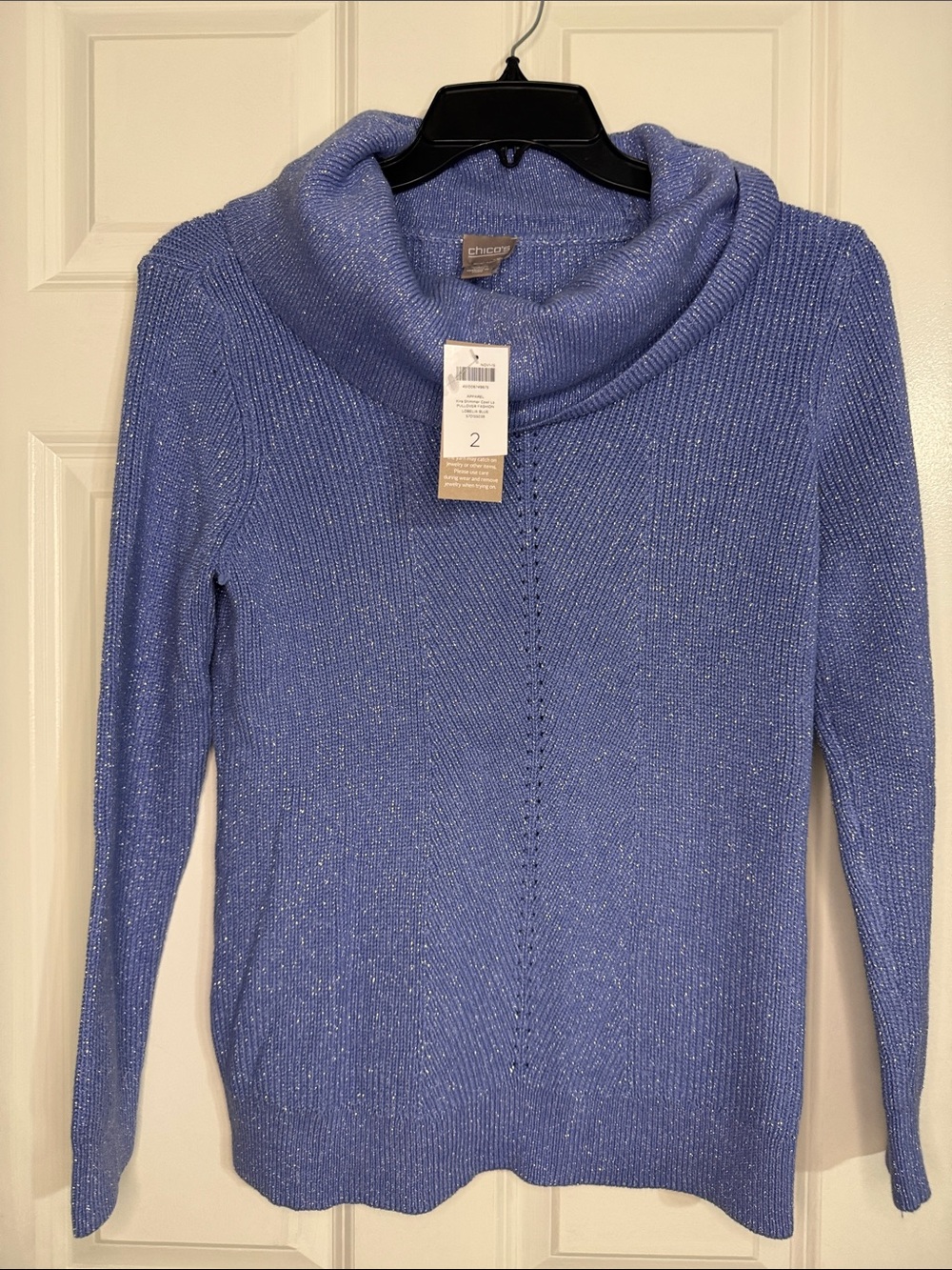 Chico's Lavender Sparkle Cowl Neck Sweater